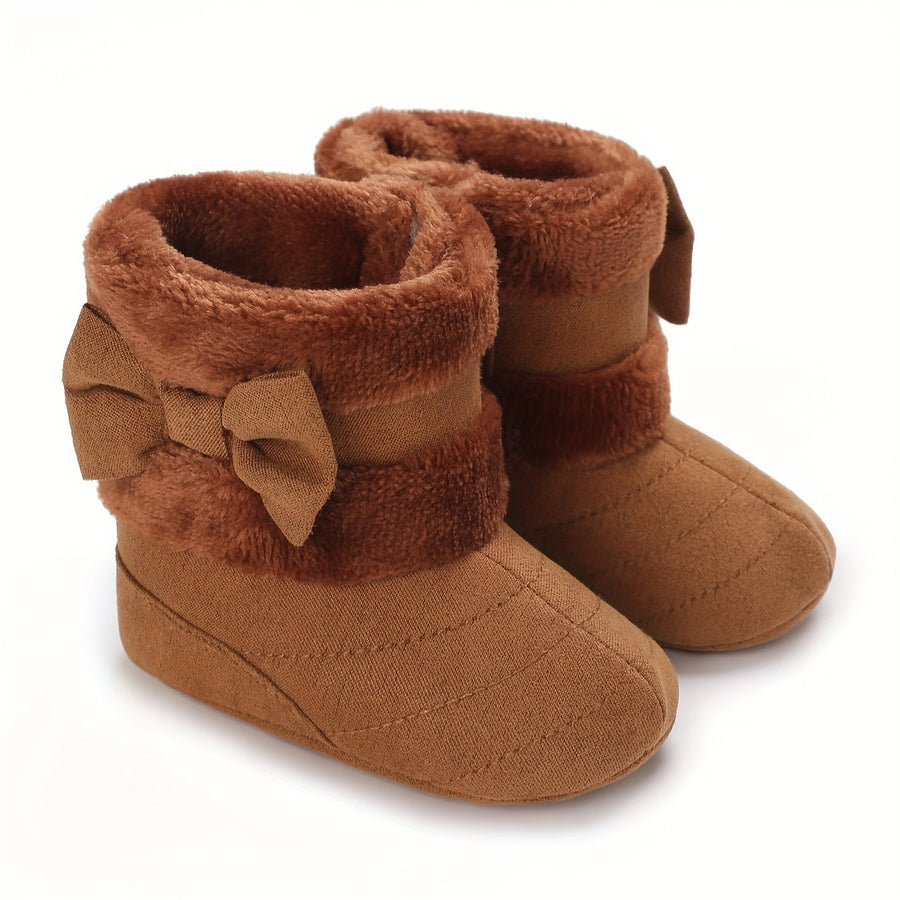 Bottes bébé chaudes hiver polyvalentes mode, avec nœud, 0-1 an — Monptitlou