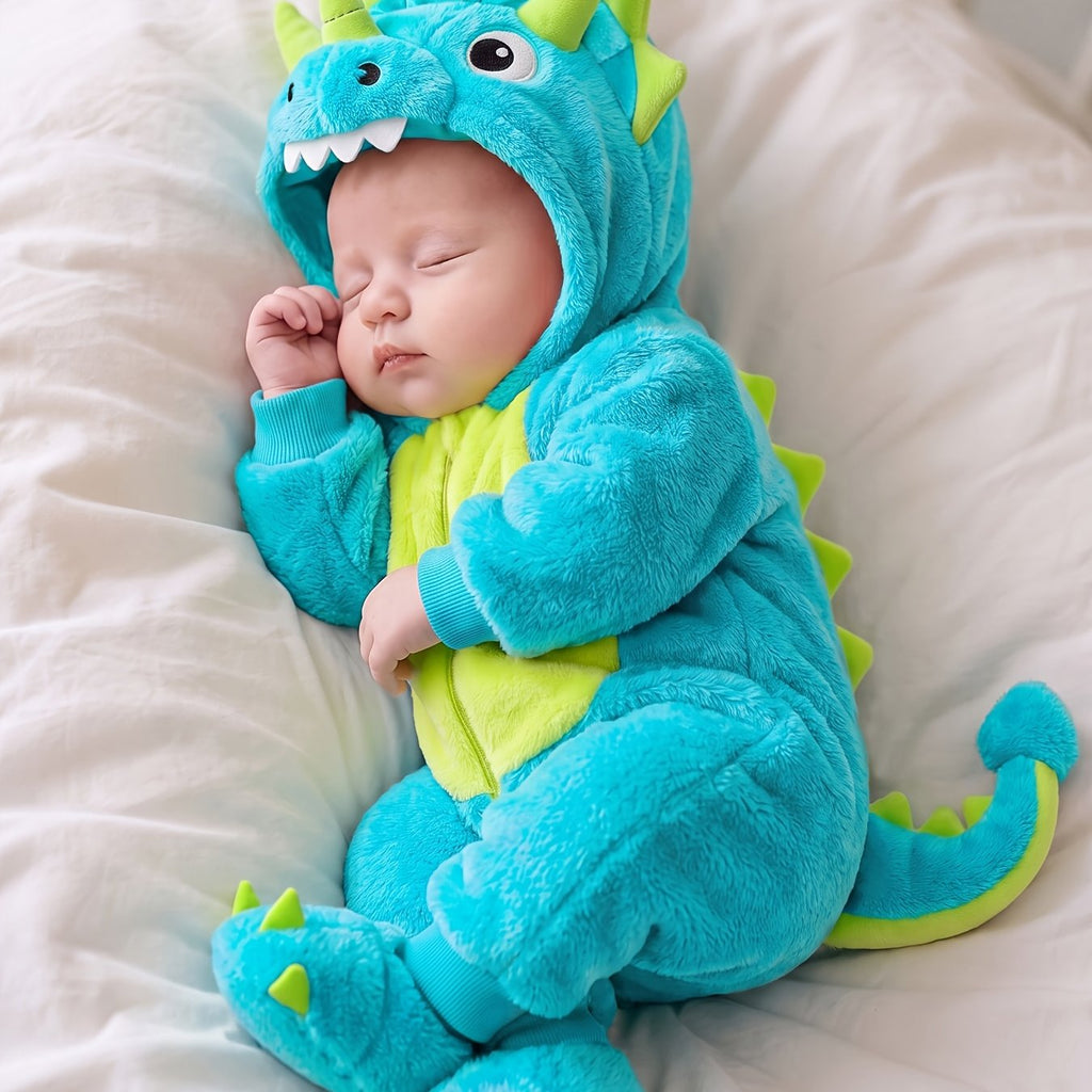 Barboteuse-grenouillère chaude à capuche pour bébé garçon avec petit — Monptitlou