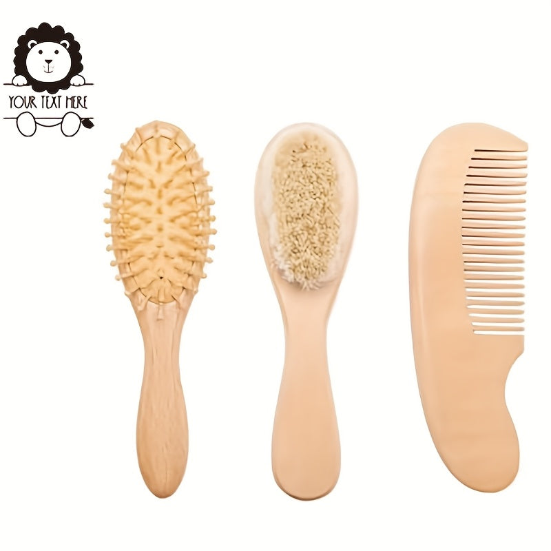 1 Set de brosse à cheveux et peigne en bois de hêtre personnalisé avec — Monptitlou