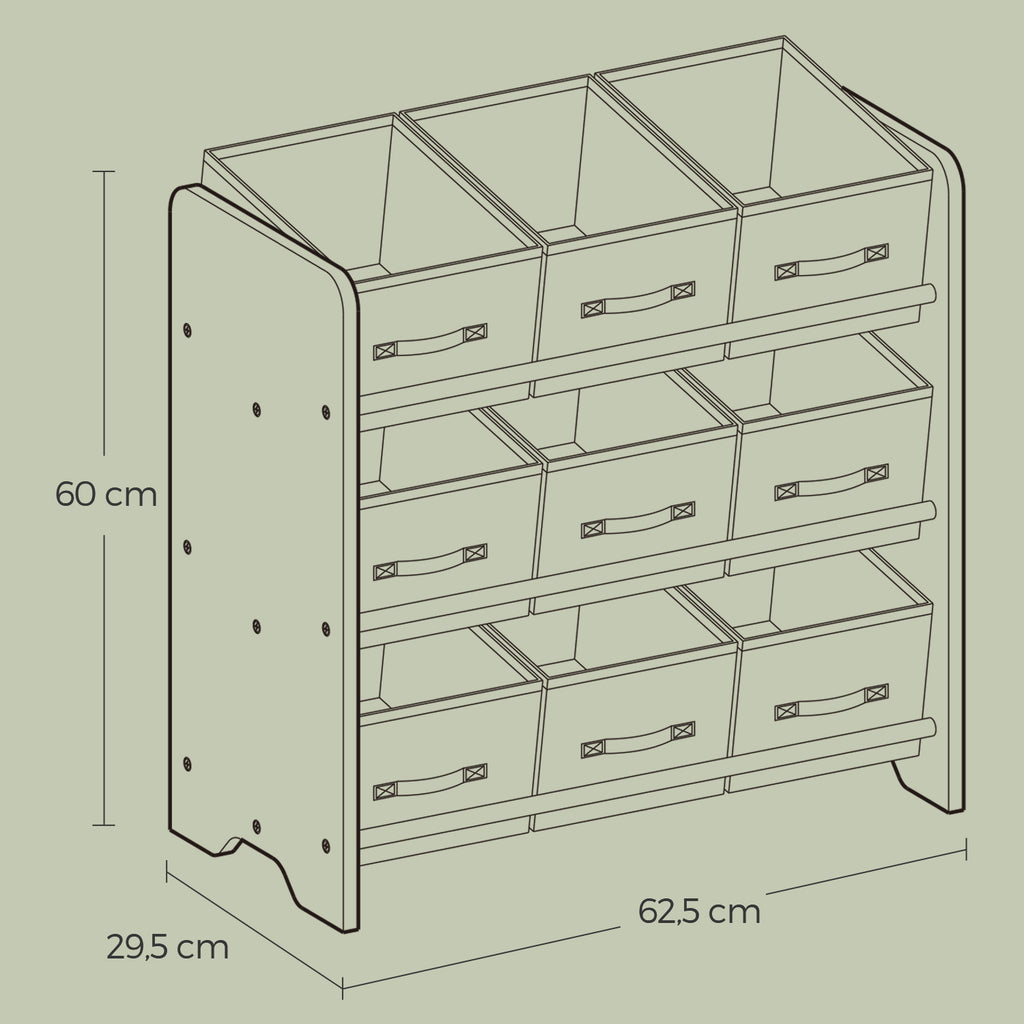 Étagère, 9 Boîtes de Rangement en Tissu Non-tissé, Spacieuse — Monptitlou