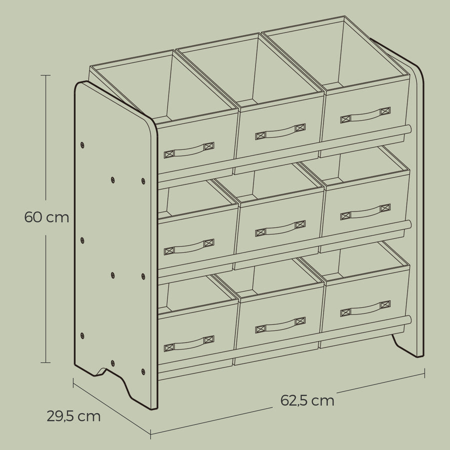 Étagère, 9 Boîtes de Rangement en Tissu Non-tissé, Spacieuse — Monptitlou