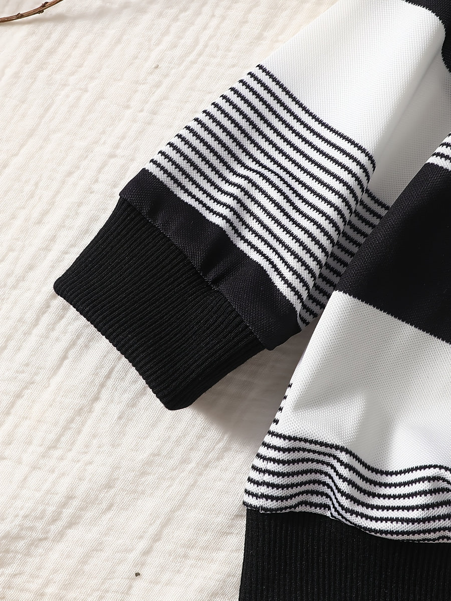 Ensemble 2 pièces pour garçon automne/hiver : haut rayé à texture galet — Monptitlou