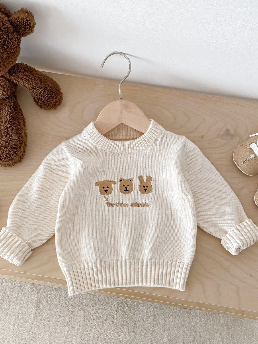 Pull Bébé Animaux Tricot Haut Automne Bébé Col Rond Pull Chaud Couche — Monptitlou