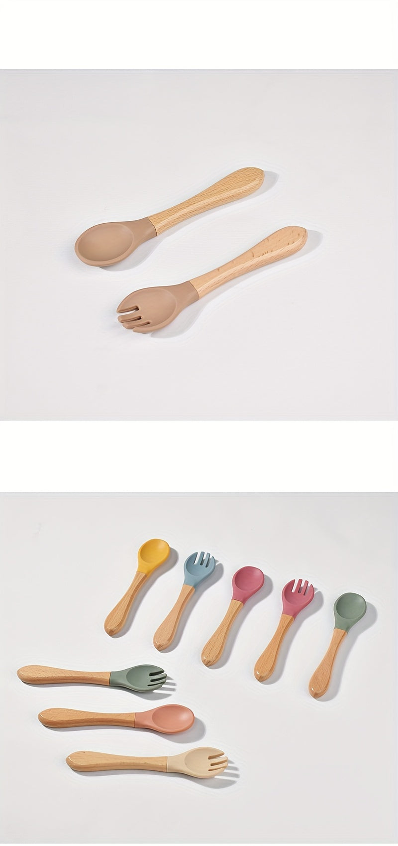 Cuillère en silicone alimentaire avec manche en bois — Monptitlou