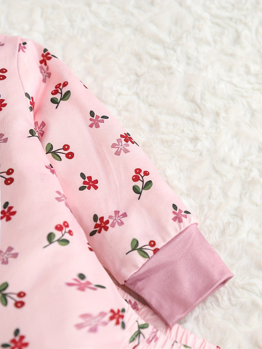 Pyjamas pour filles motif floral/cœur/nœud doux et confortable — Monptitlou