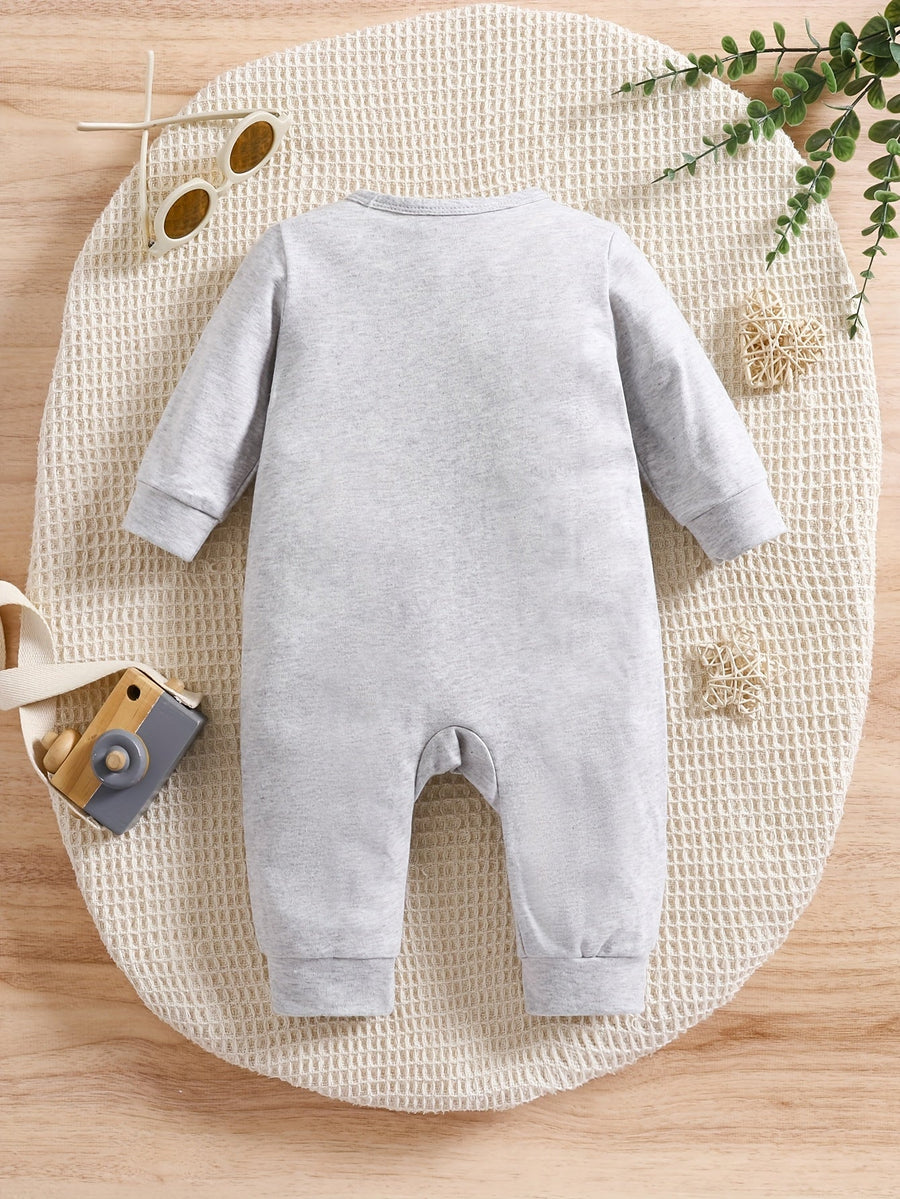 Body bébé manches longues à col incliné et imprimé lettré — Monptitlou