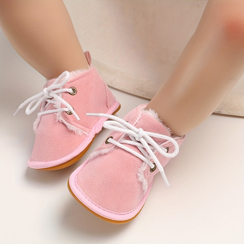Chaussures d'Hiver pour Enfants 0-18 Mois Semelle Souple Doublure Polaire Style Coréen Chaussons de Marche Bébé 0-1 An 2
