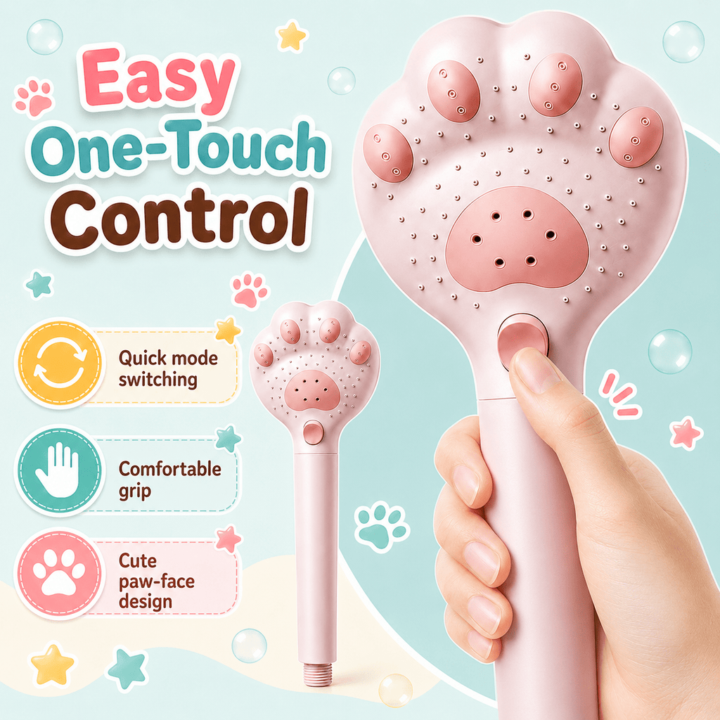Ensemble de pommeau de douche à main en forme de patte de chat — Monptitlou