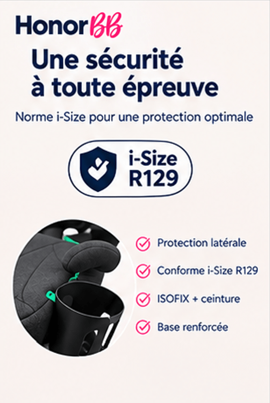 HonorBB Rehausseur I-Size ISOFIX Cosyfix R129 – Sécurité et confort — Monptitlou