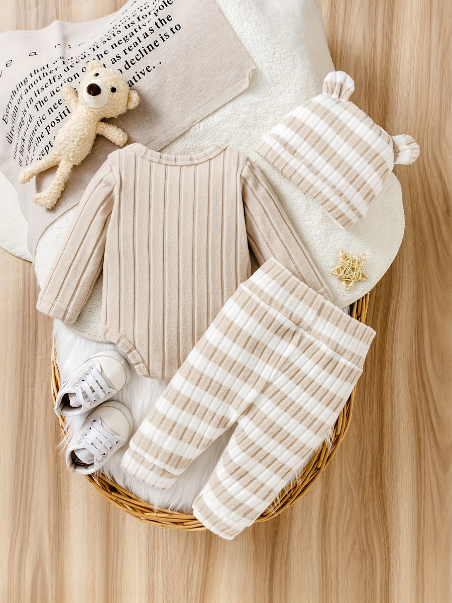 Ensemble 3 pièces pour garçons et filles : combinaison manches longues — Monptitlou