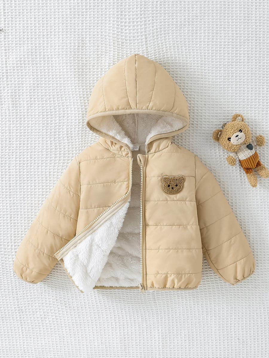 Ensemble à capuche en polaire avec écussons ours bébé mignons — Monptitlou