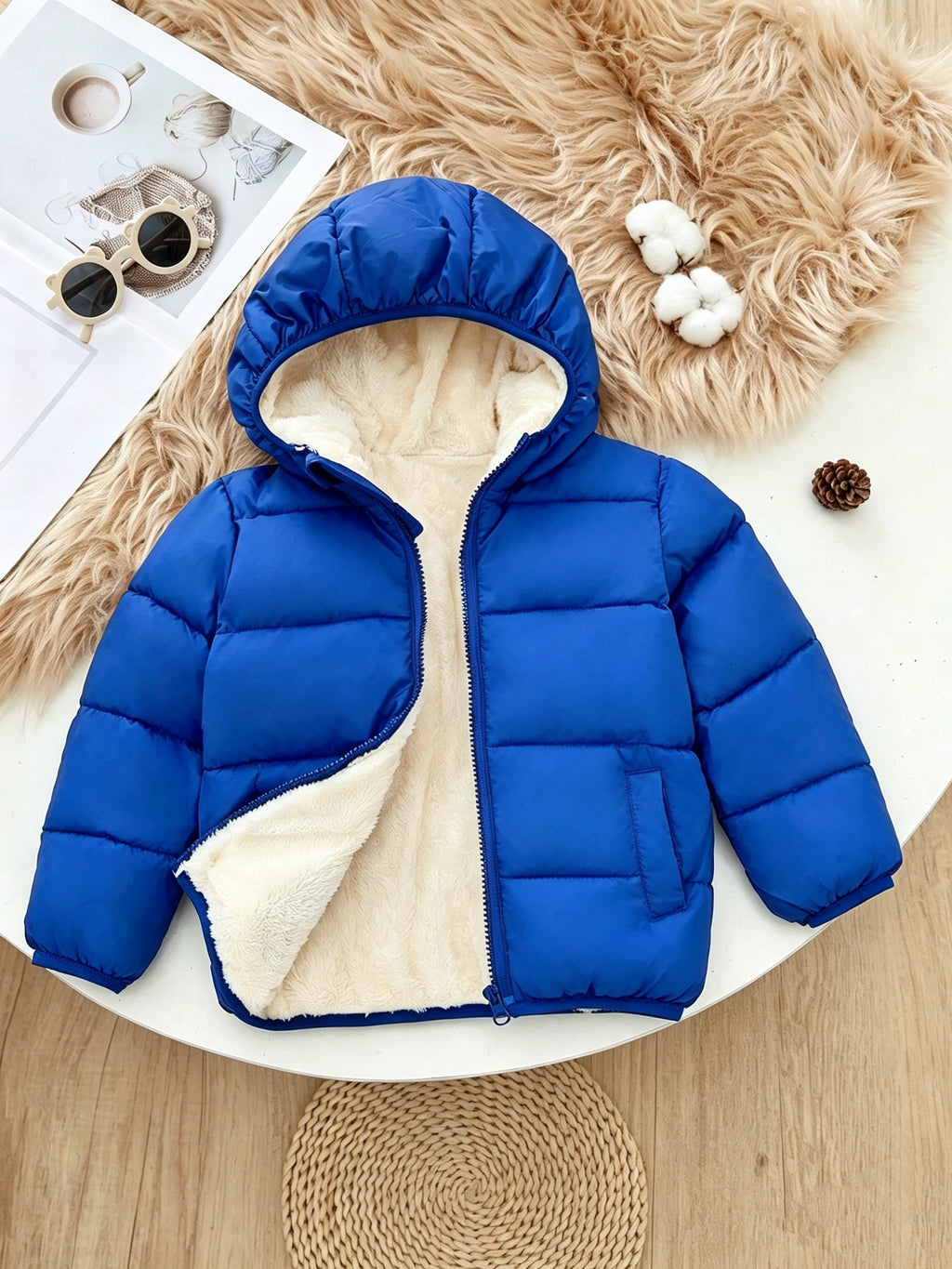 Veste d'hiver à capuche pour garçons, veste chaude légère en polaire