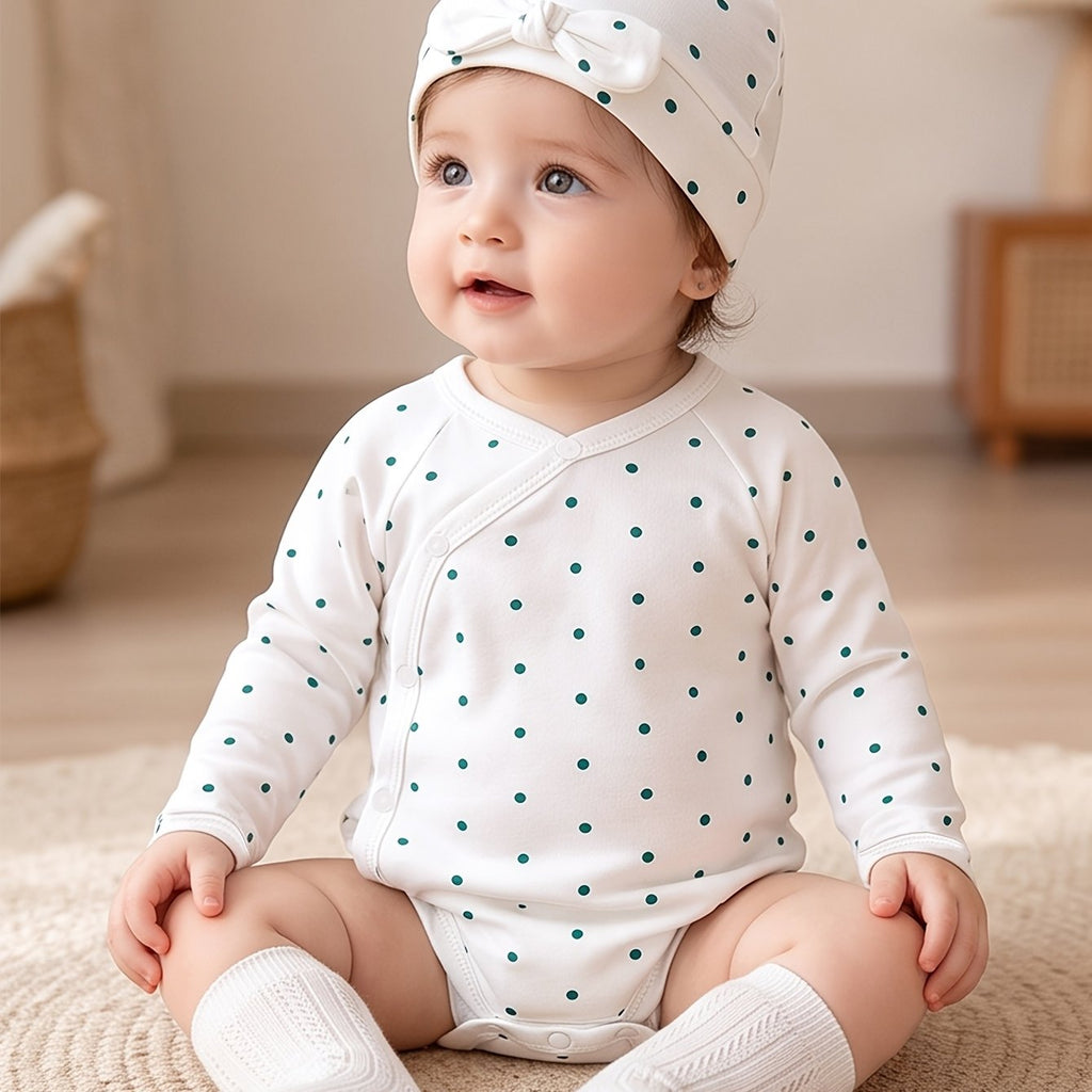 Ensemble 2 pièces Printemps/Automne pour bébé : bandeau à nœud à pois — Monptitlou