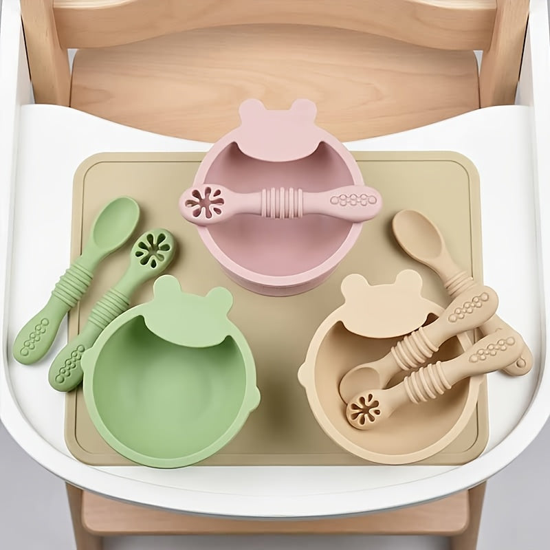 Lot de bol alimentaire en silicone pour bébé avec ventouse et cuillère — Monptitlou