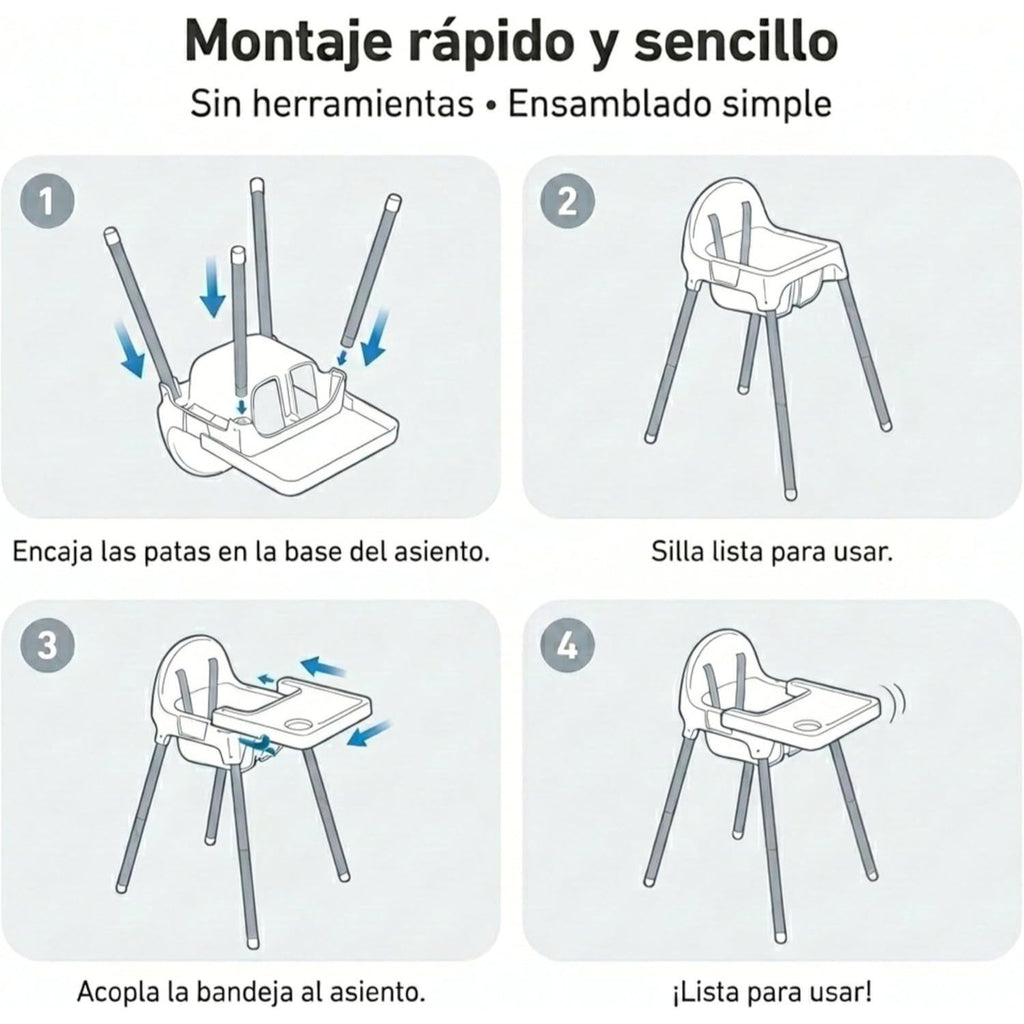 Almar Baby - Chaise haute pour bébé avec plateau amovible et harnais de
