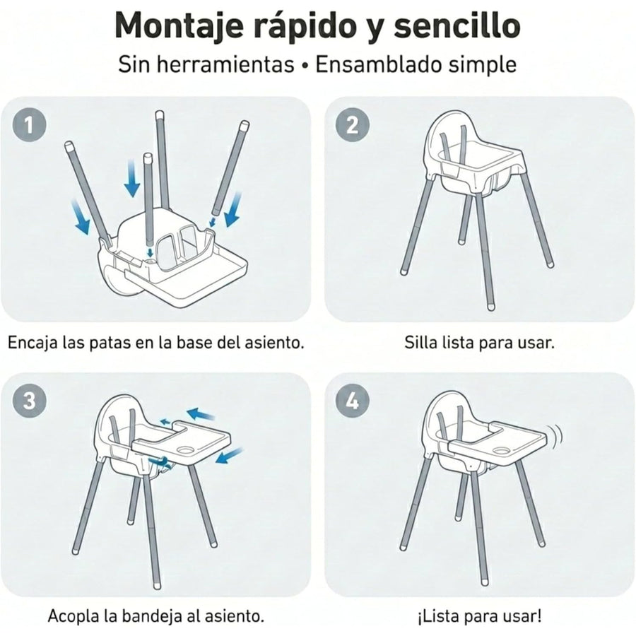 Almar Baby - Chaise haute pour bébé avec plateau amovible et harnais de