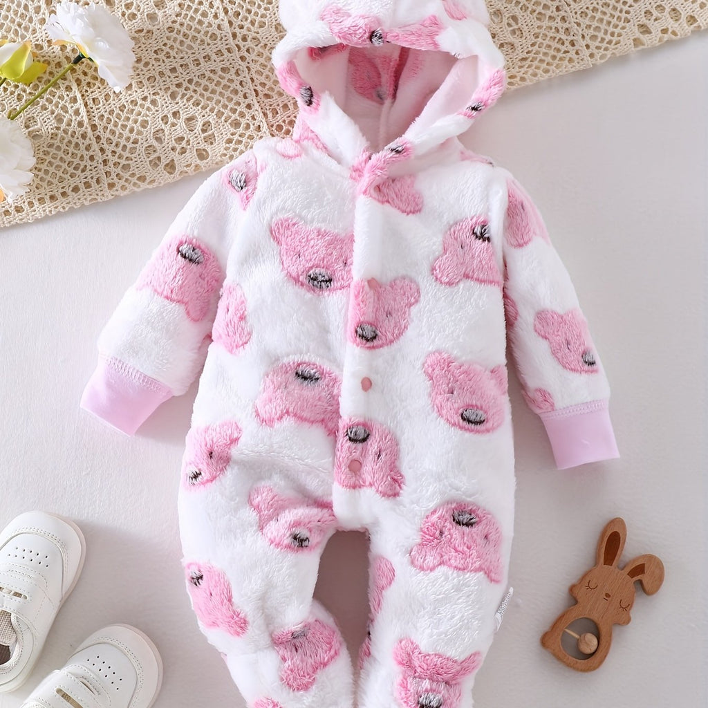 Combinaison polaire à capuche ourson pour bébé fille — Monptitlou