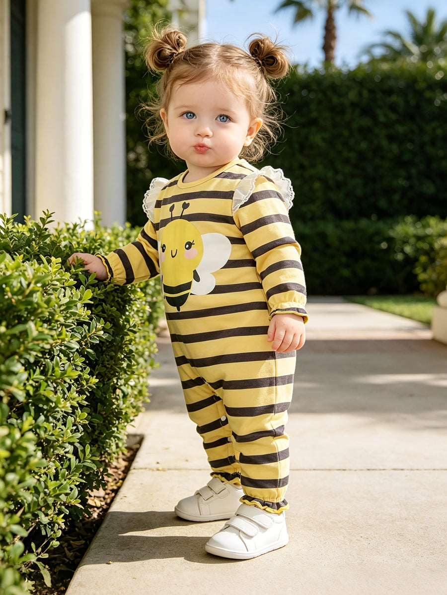Grenouillère à manches longues pour enfant à imprimé abeille — Monptitlou