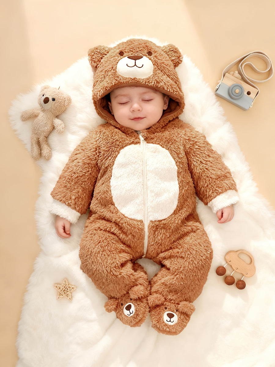 Grenouillère polaire à capuche ourson, 0 à 1 an — Monptitlou