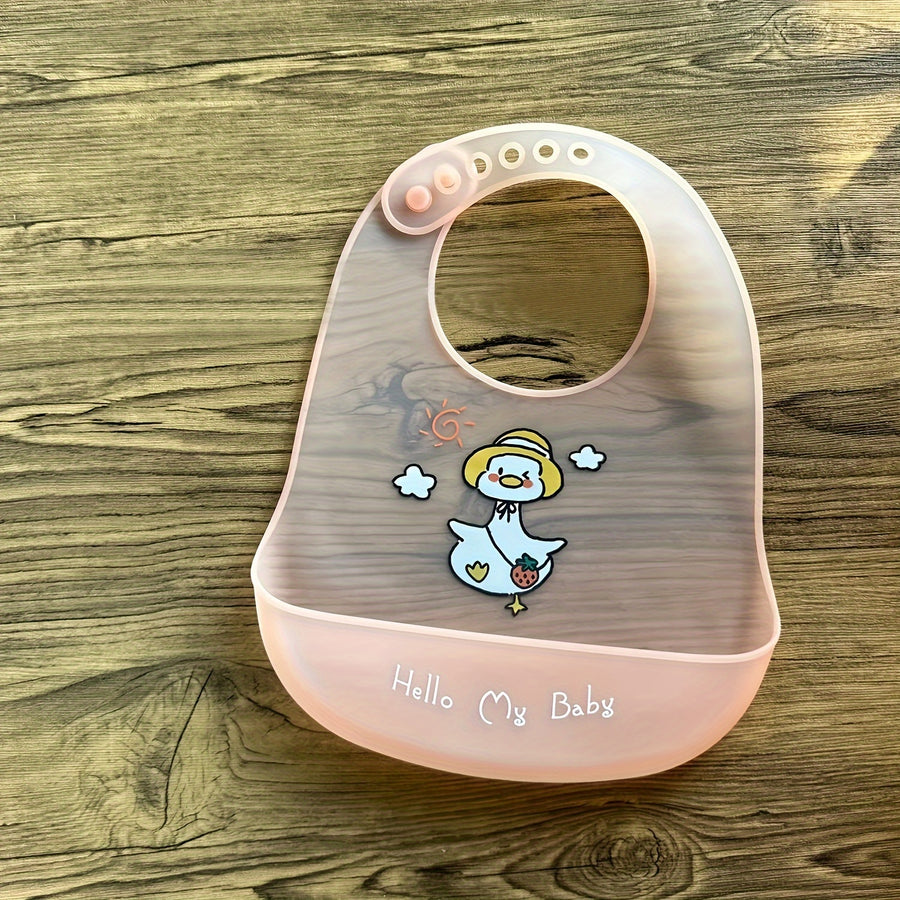 1 bavoir mignon en silicone pour bébé avec bande de cou réglable — Monptitlou