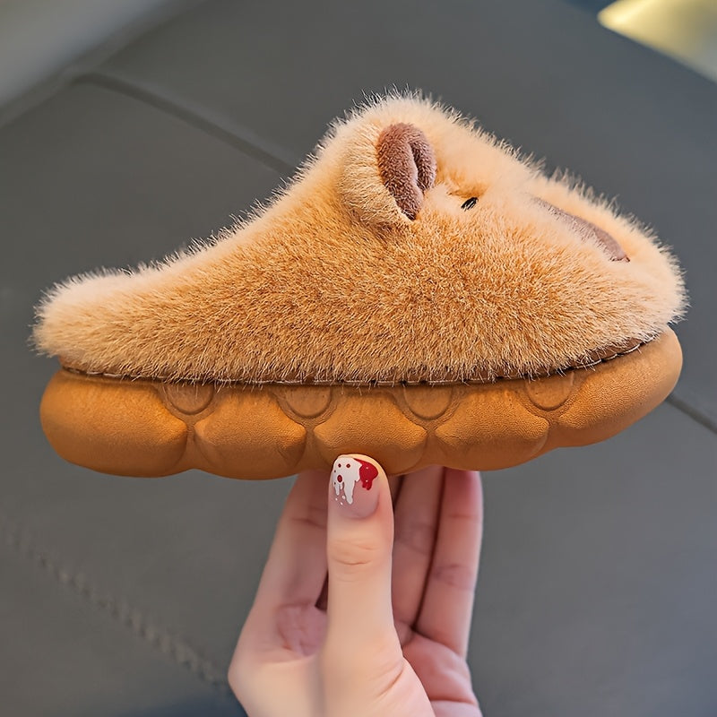 Chaussures d'hiver en peluche Capybara pour garçons et filles, bébés, intérieur, maison, antidérapantes, douces