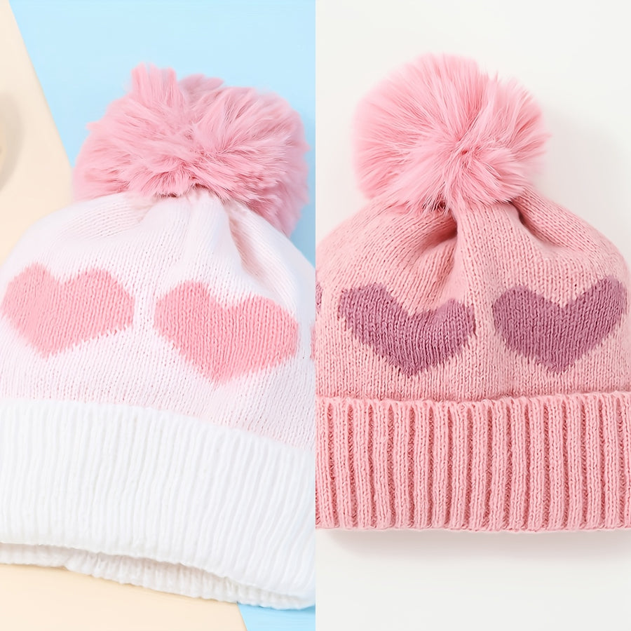 Bonnet d'hiver pour bébé, tricot jacquard épais double épaisseur avec — Monptitlou