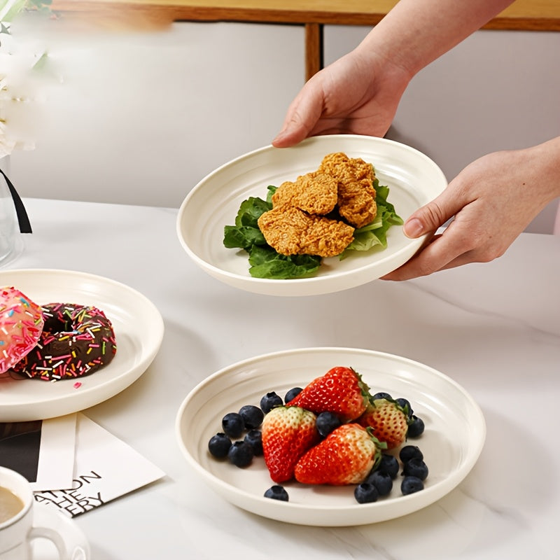 Assiette à diner ronde et crémeuse en plastique, 19.81 cm — Monptitlou