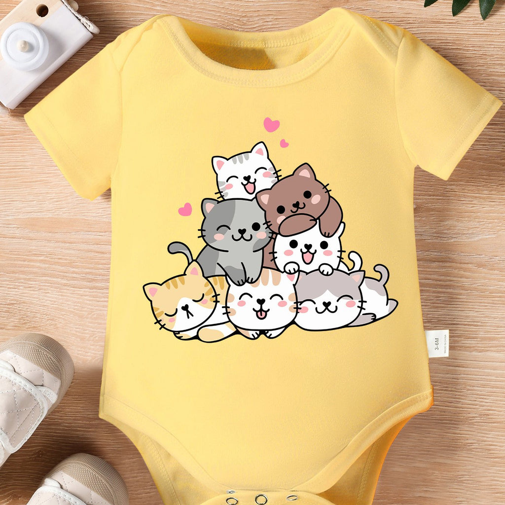 Combinaison à Manches Courtes Mignonne pour Nouveau-né Fille "Amis — Monptitlou