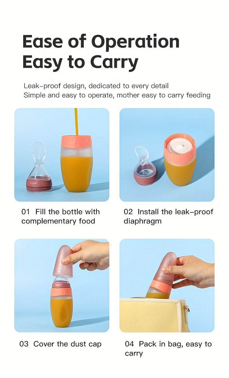 Biberon d'alimentation pour bébé en silicone liquide 100 ml/3 oz, broyeur d'aliments, pâte de riz, biberon à presser pou