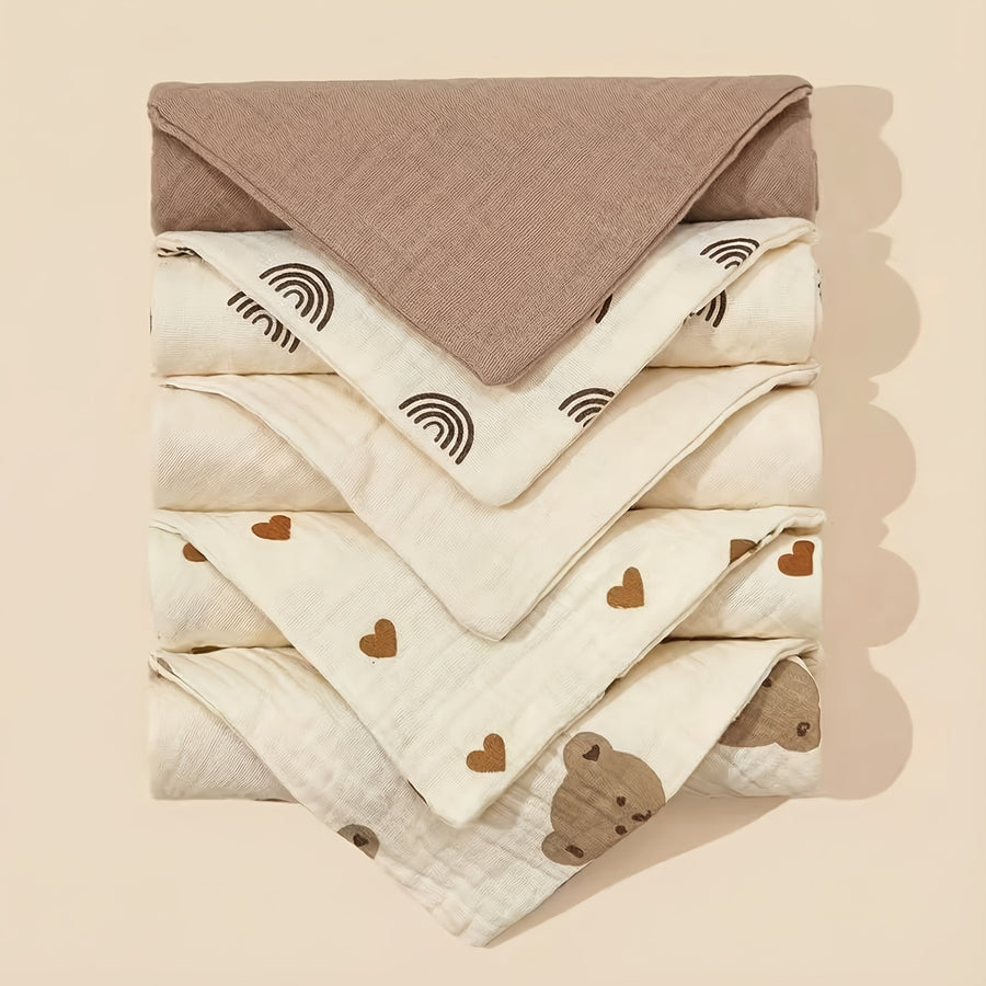 Lot de 5 lavettes bébé en coton doux à motifs — Monptitlou