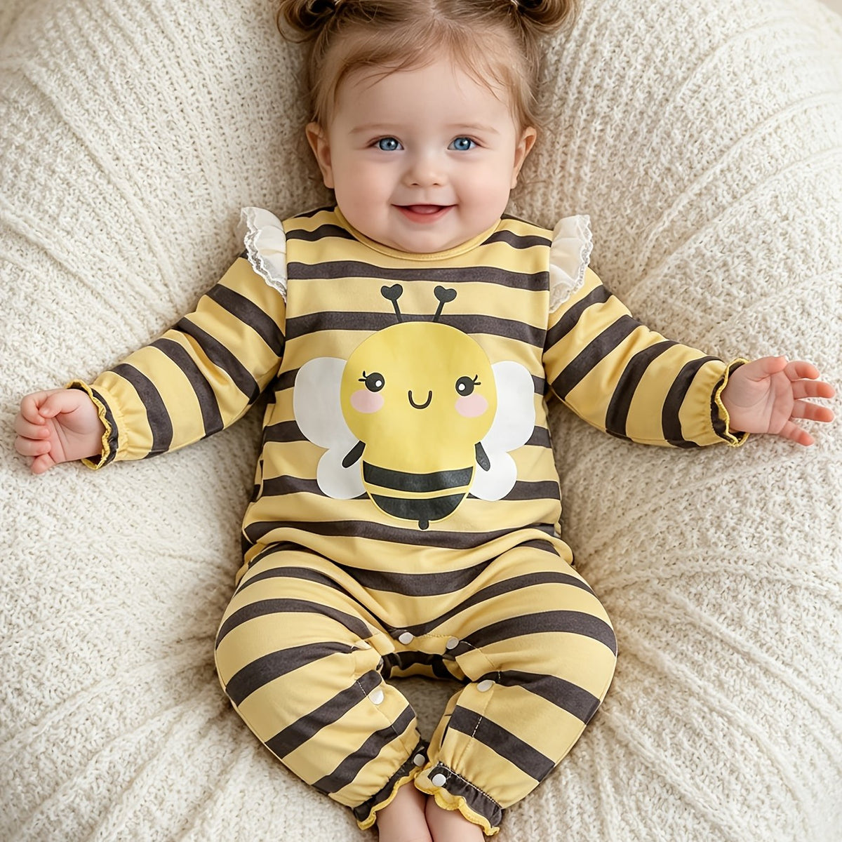 Grenouillère à manches longues pour enfant à imprimé abeille — Monptitlou Image