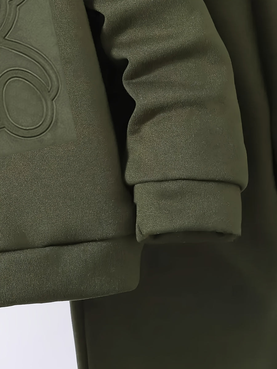 Ensemble de sport à capuche épais motif ours 3D en relief pour automne
