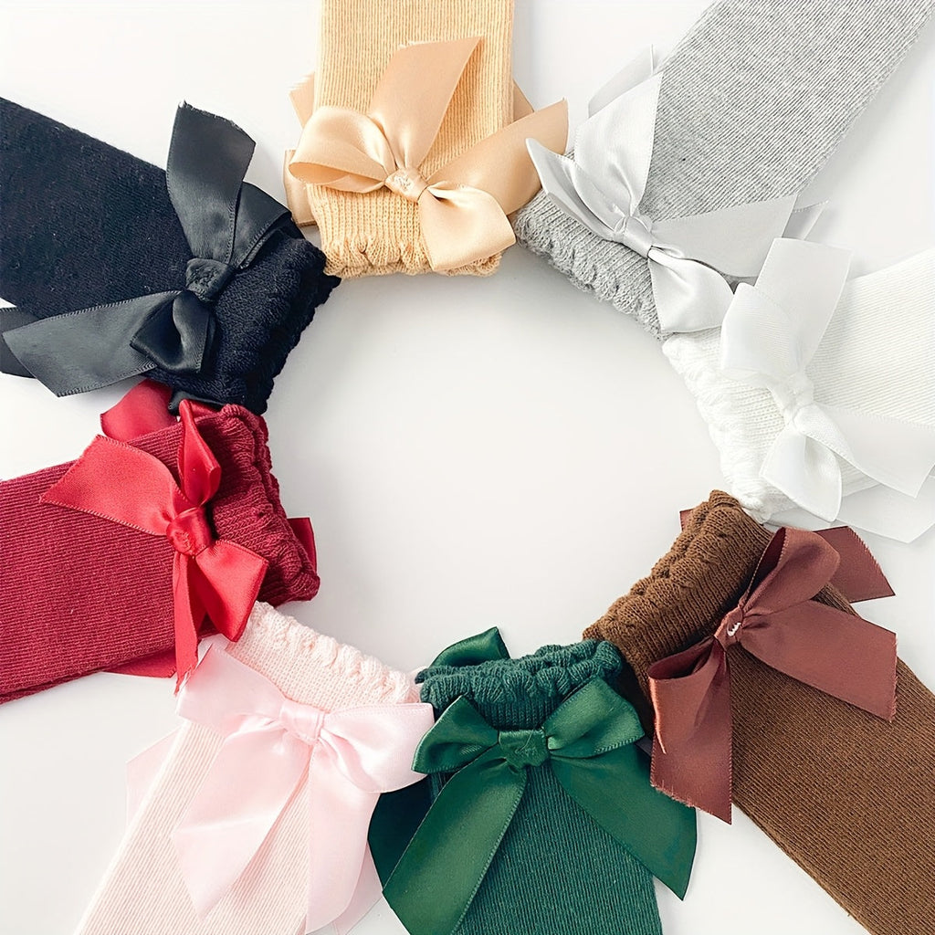 8 paires de chaussettes hautes adorables avec nœud pour genou pour bébé — Monptitlou