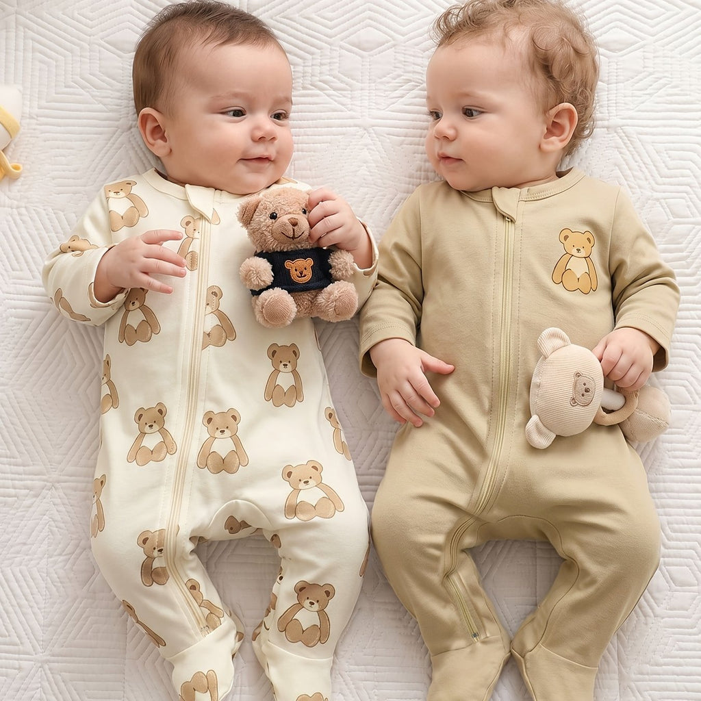 Ensemble 2 pièces body à manches longues imprimé ours — Monptitlou