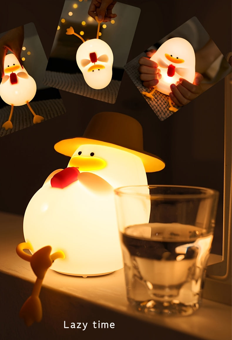 Lampe de chevet en silicone mignon canard avec lumière douce changeante — Monptitlou