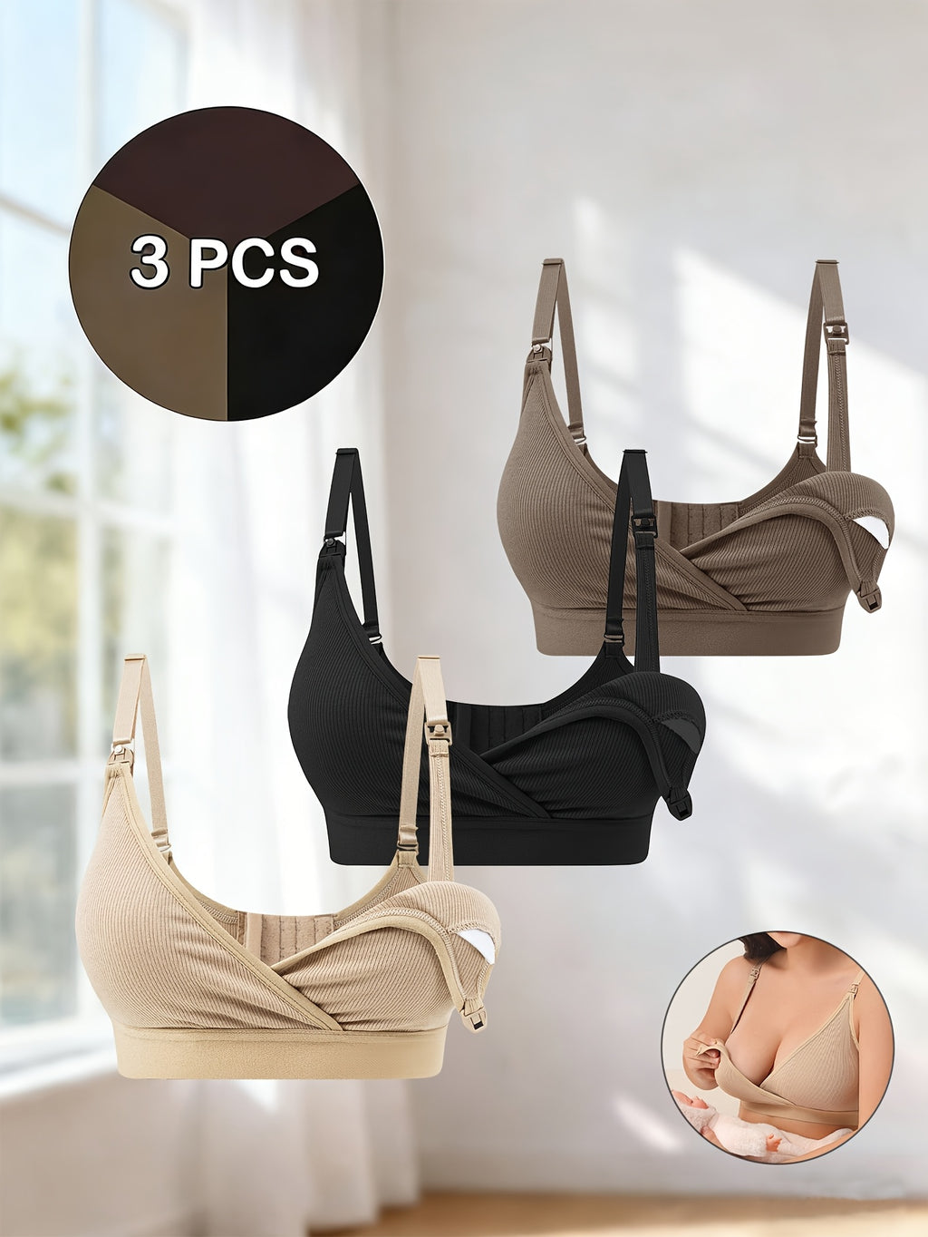 3 soutiens-gorge d'allaitement sans couture à bretelles ajustables — Monptitlou