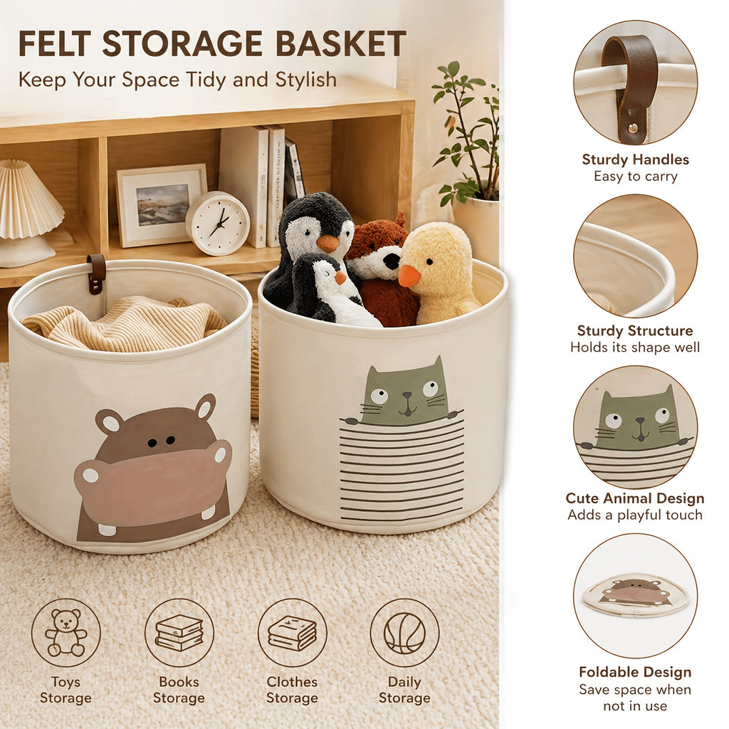 Panier de rangement pour couches avec motif d'animaux mignons — Monptitlou