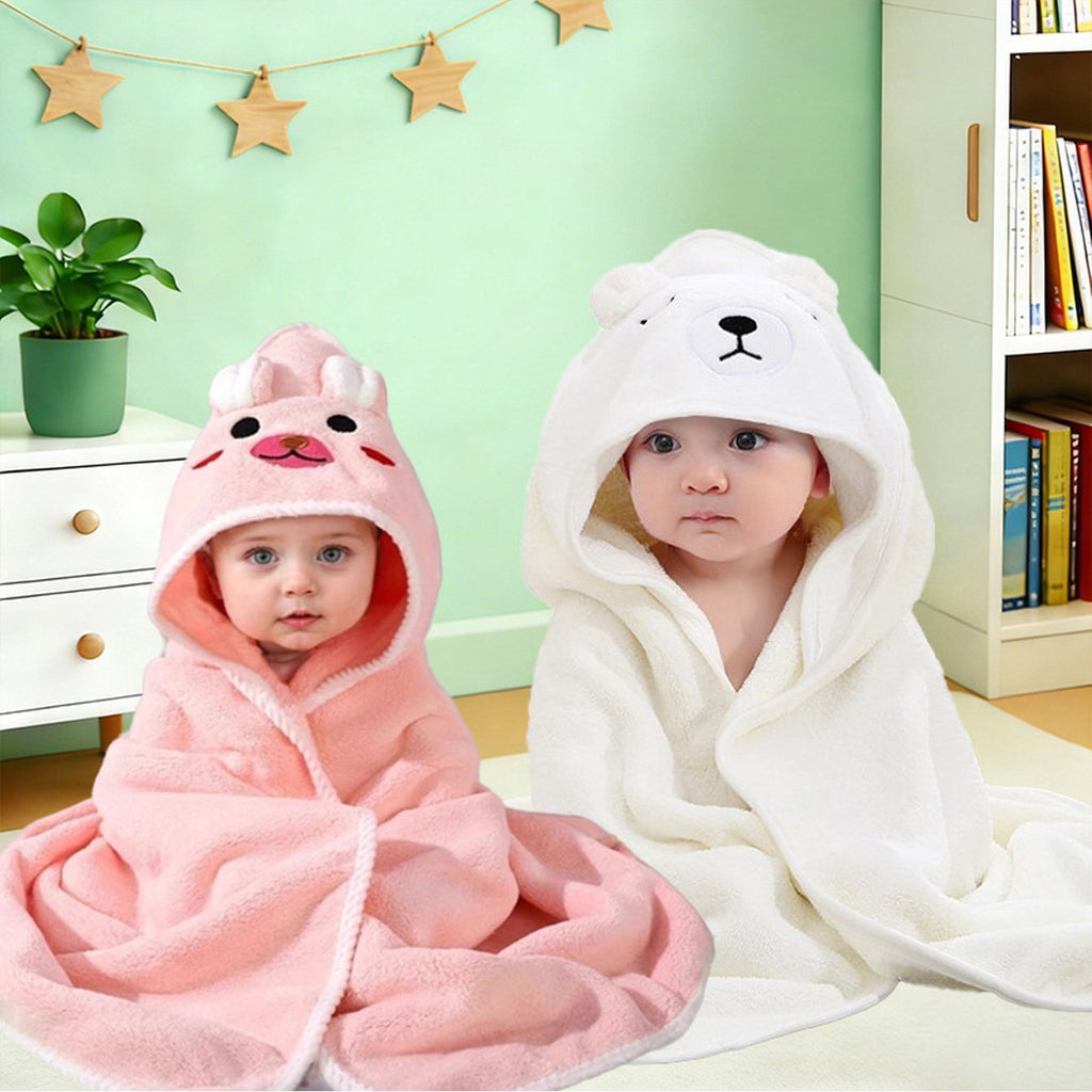 Cape de bain bébé à capuche, motifs colorés, très absorbante — Monptitlou