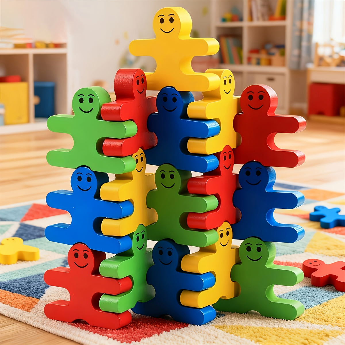 Blocs d'équilibre empilables en bois colorés — Monptitlou Image