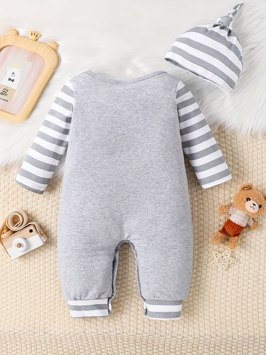 [2 pièces, idéal extérieur] Ensemble de 2 pièces de combinaison à manches longues à capuche et jambes ouvertes pour bébé