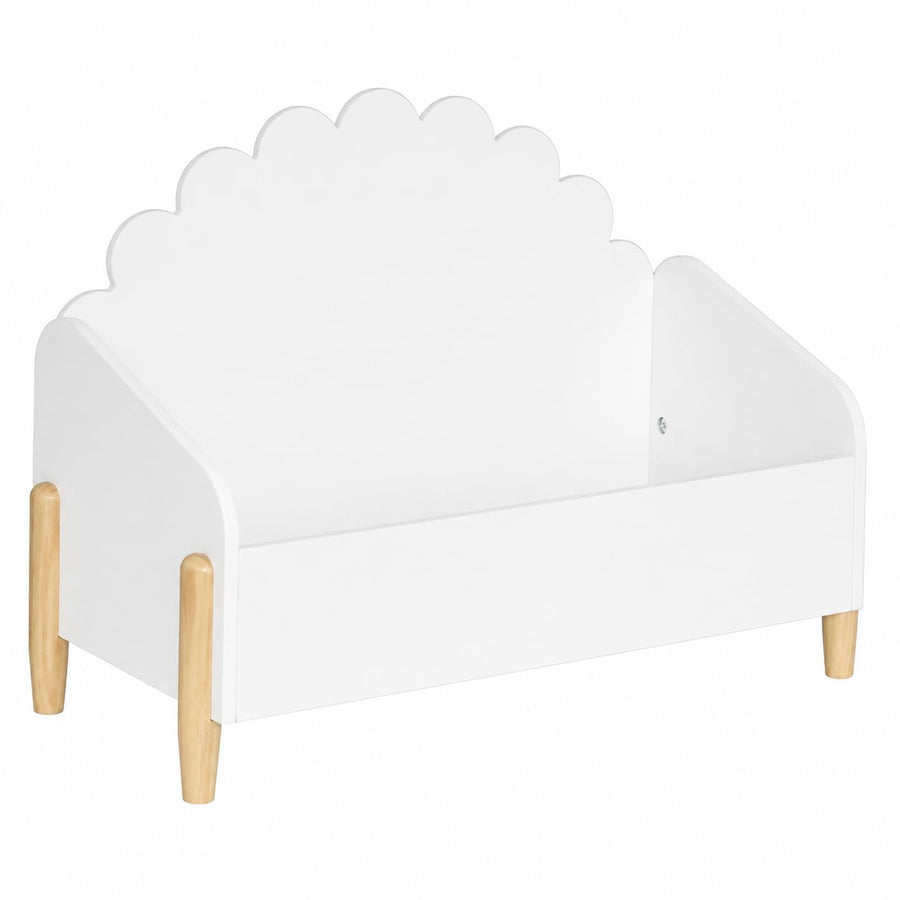 Coffre de Rangement Ouvert Blanc avec Pieds en Bois Naturel – Meuble de — Monptitlou