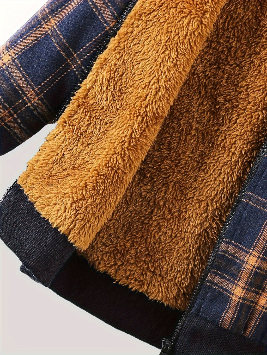 Veste à capuche épaisse doublée en polaire à imprimé carreaux pour — Monptitlou