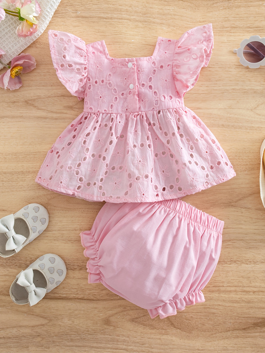 Ensemble été pour bébé fille : haut décontracté et mignon avec nœud — Monptitlou