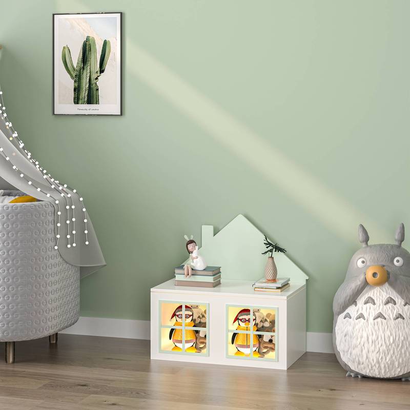 Boîte à jouets Vipsali avec couvercle design maison, 56 x 60 x 33 cm — Monptitlou