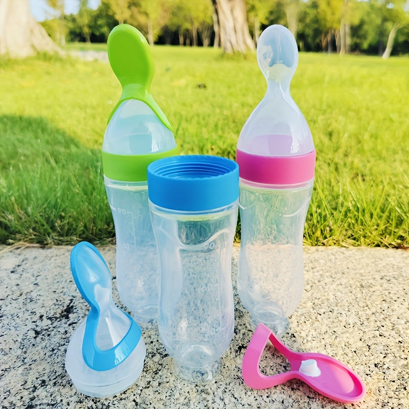 Tétine d'alimentation pour bébé en silicone avec cuillère et ventouse — Monptitlou