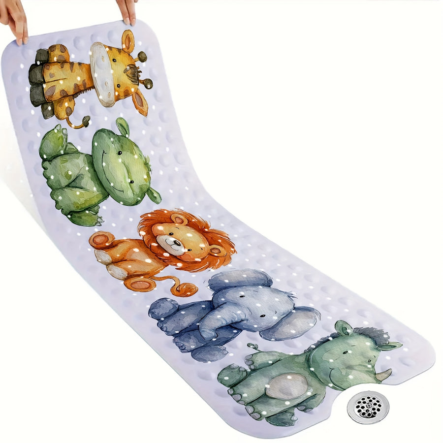 Un tapis de baignoire avec motifs de dessins animés d'animaux — Monptitlou