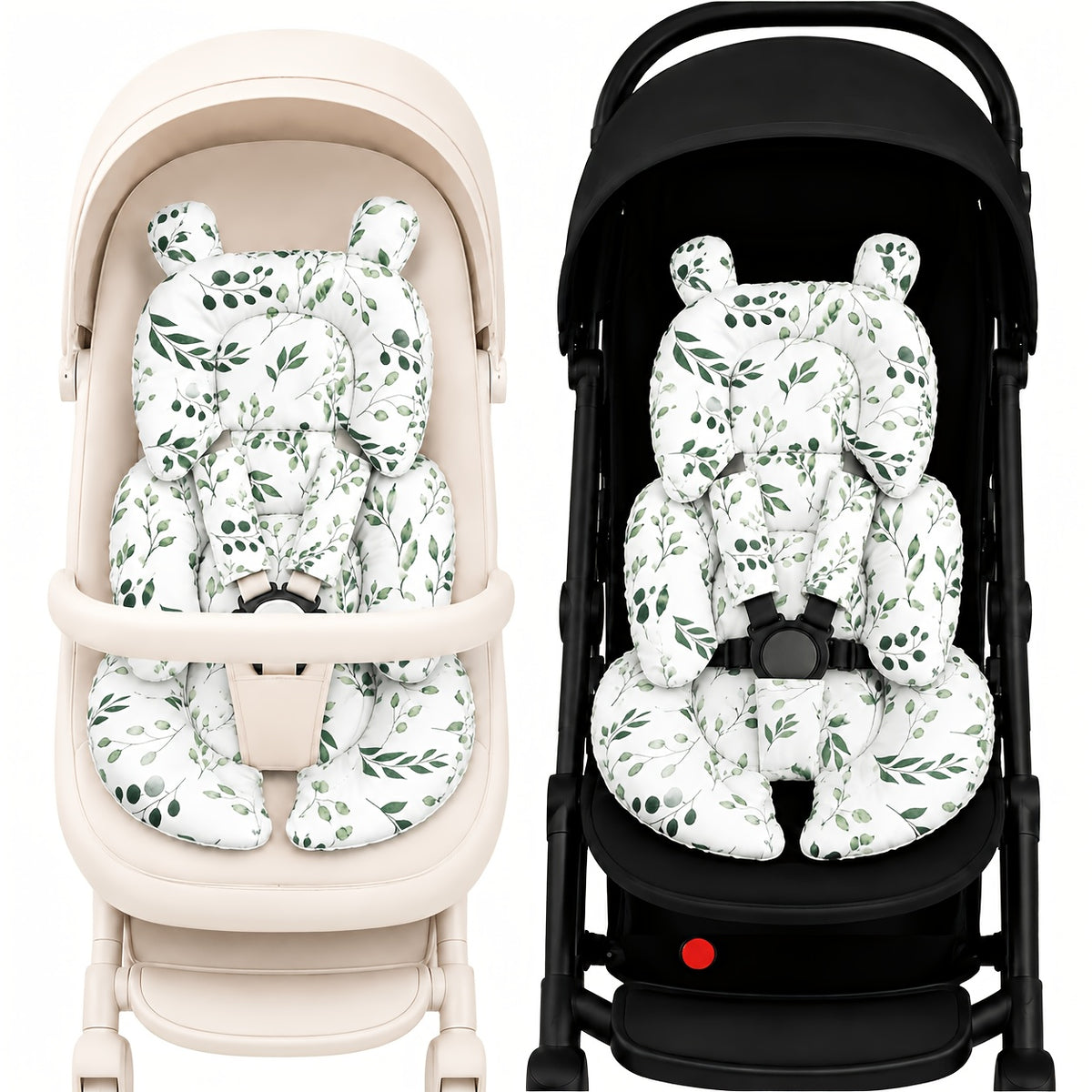 Coussin de siège de poussette pour bébé à imprimé feuilles vertes — Monptitlou Image