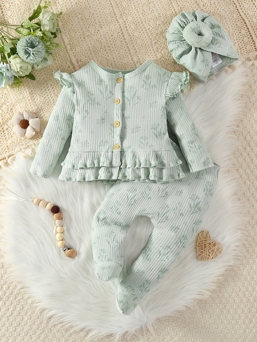 [Ensemble bébé 0-9 mois] 3 pièces Ensemble Bébé Fille 0-9 Mois Haut — Monptitlou