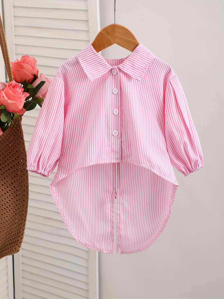 Chemise à col et manches longues à rayures pour bébé fille — Monptitlou