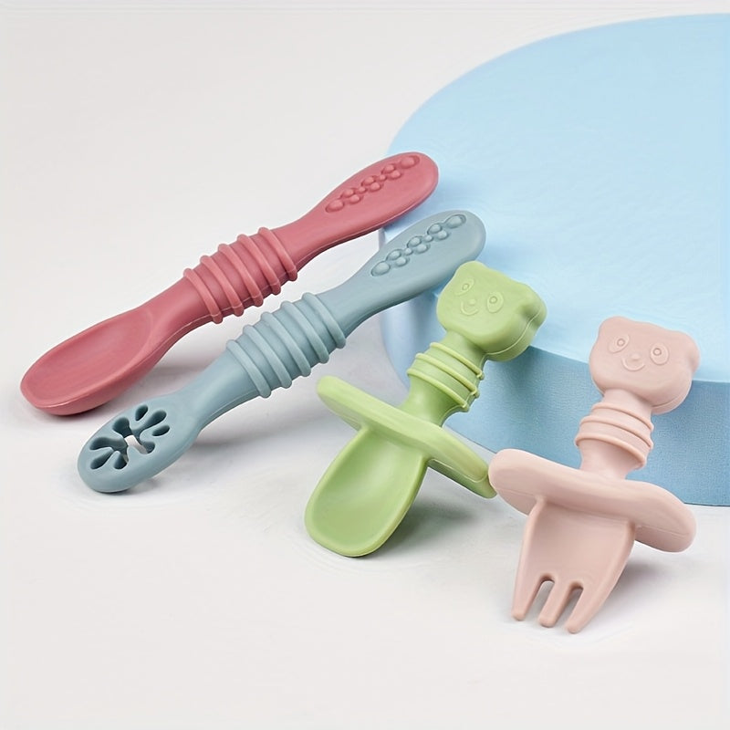 Cuillères et fourchettes en silicone pour bébé 0-3 ans — Monptitlou